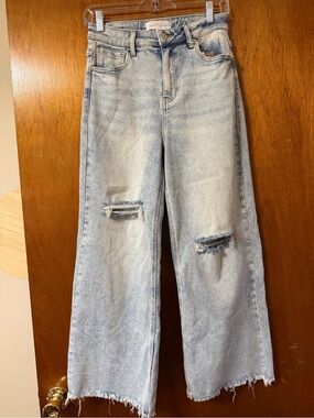 NWT Risen Brand High-Rise Light Distressed Wide-Leg Jeans Size 5/27
